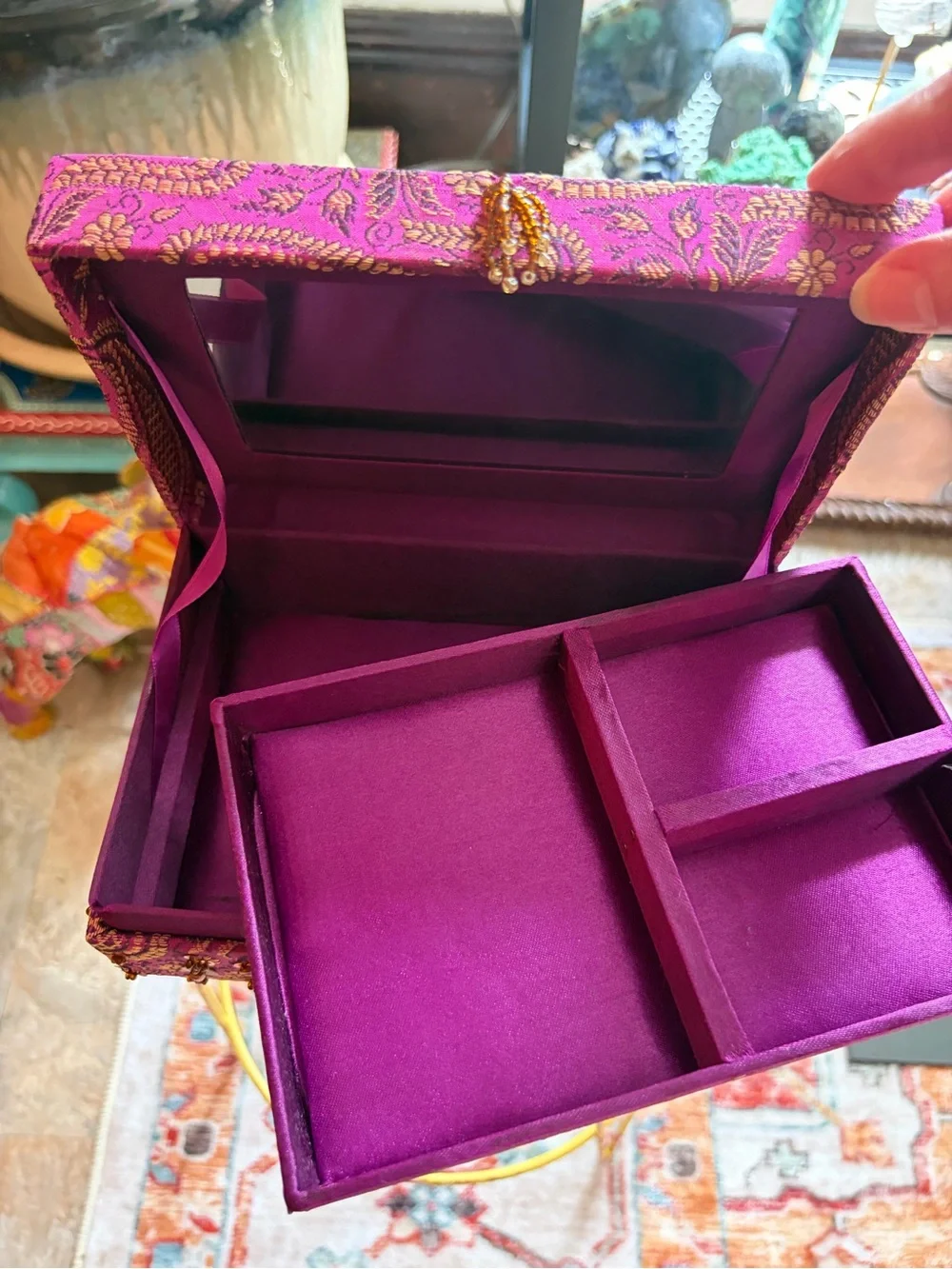 Pier 1 Fuchsia Fabric Jewelry Box